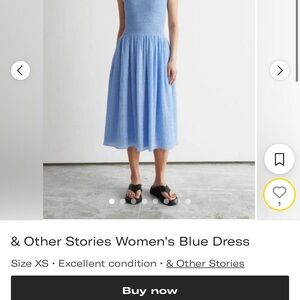 & Other Stories Blue Midi Sundress with Pleated Skirt and Halter Neckline
